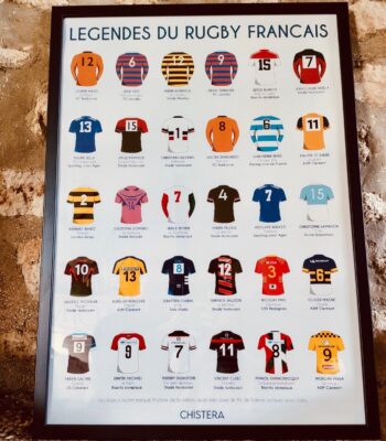 affiche vintage légendes du rugby français