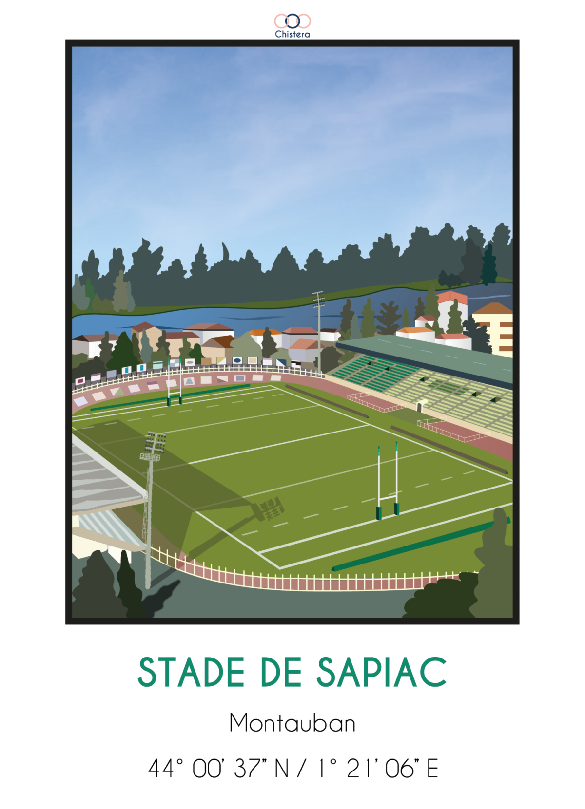 cadeau pour les fans de Montauban affiche rugby déco