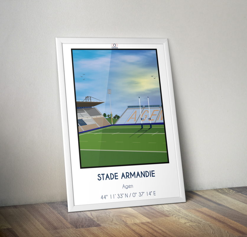 affiche déco Agen rugby armandie