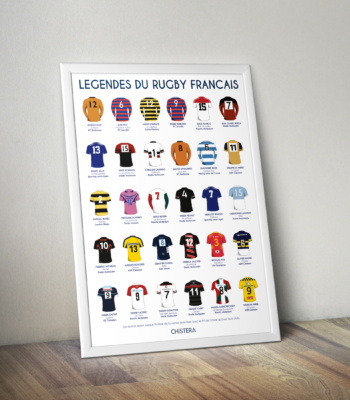 affiche déco rugby légendes du rugby français