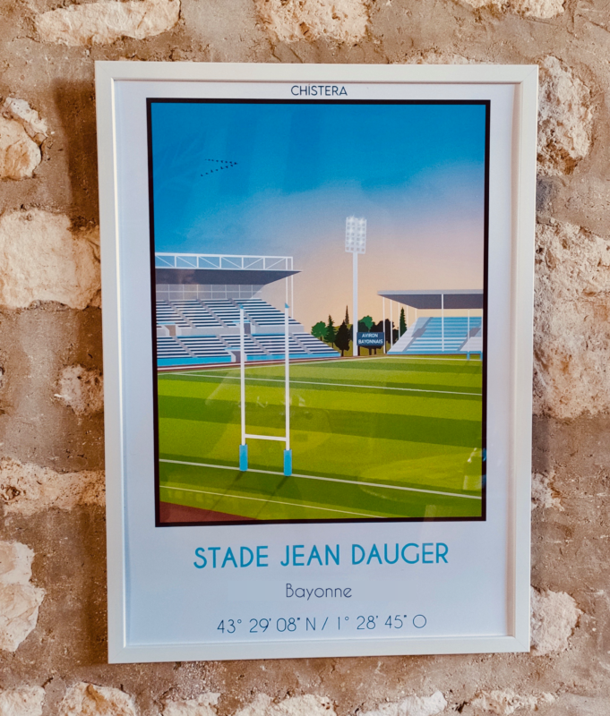 affiche déco Bayonne jean danger rugby fans