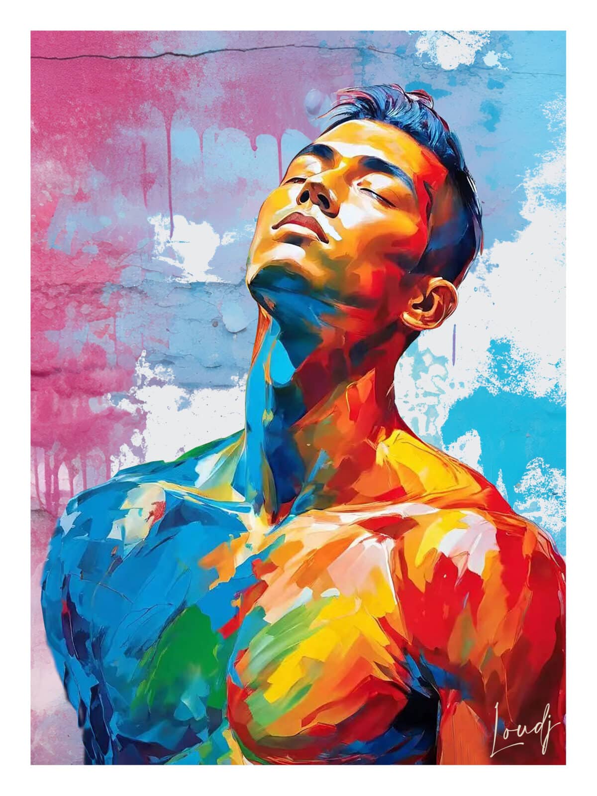 Affiche Homme sensuel coloré nudité