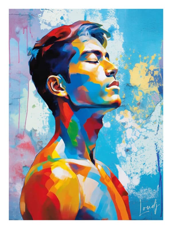 Affiche homme coloré de profil peinture