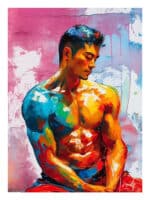 Affiche Homme coloré assis peinture