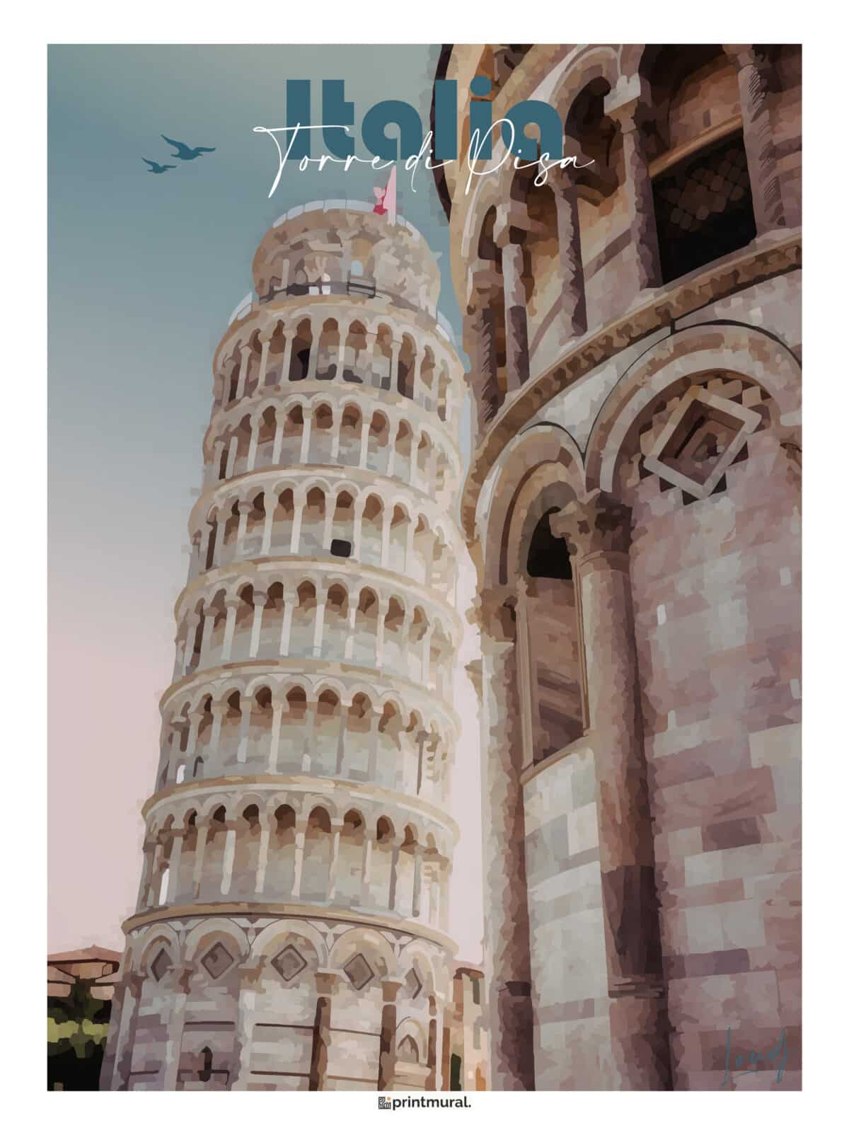 Affiche Voyage en Italie tour de Pise