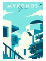 Affiche Mykonos Grèce Turquoise