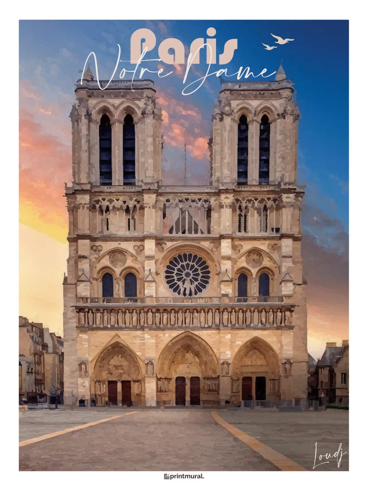 Affiche Notre-Dame de Paris - Coucher de Soleil Cathédrale