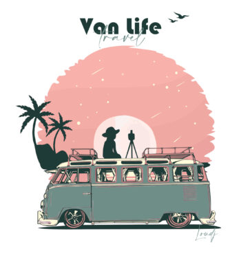 Affiche Van Bleu Photographe coucher de soleil