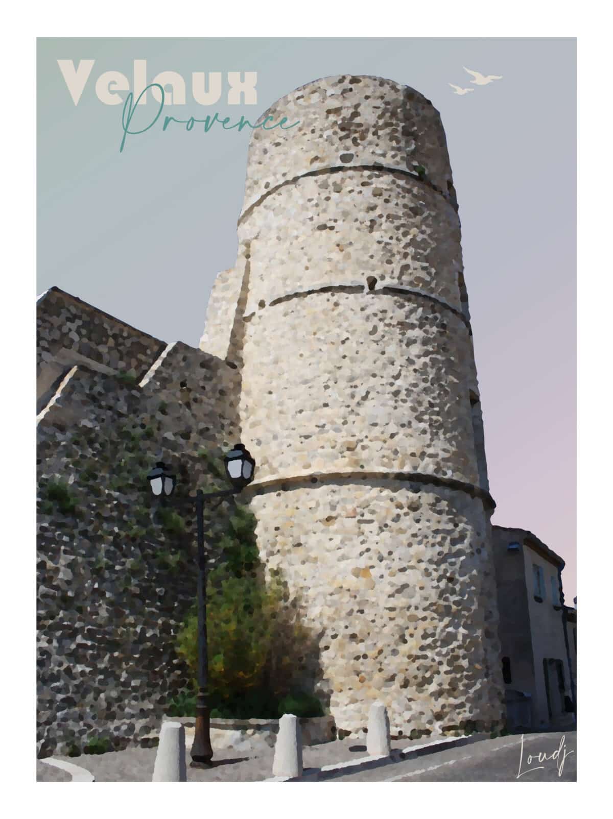 Affiche Velaux Provence Tour Village Pierres