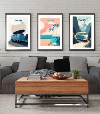 Van Life Montagne Route Bleu Beige Hiver Neige Voyage Travel Bleu