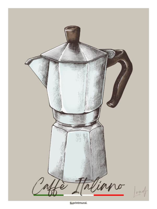 Affiche Cuisine Cafetière Italienne Caffè Italiano Italie