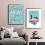 Affiche Love Amour Glamour Turquoise Rose