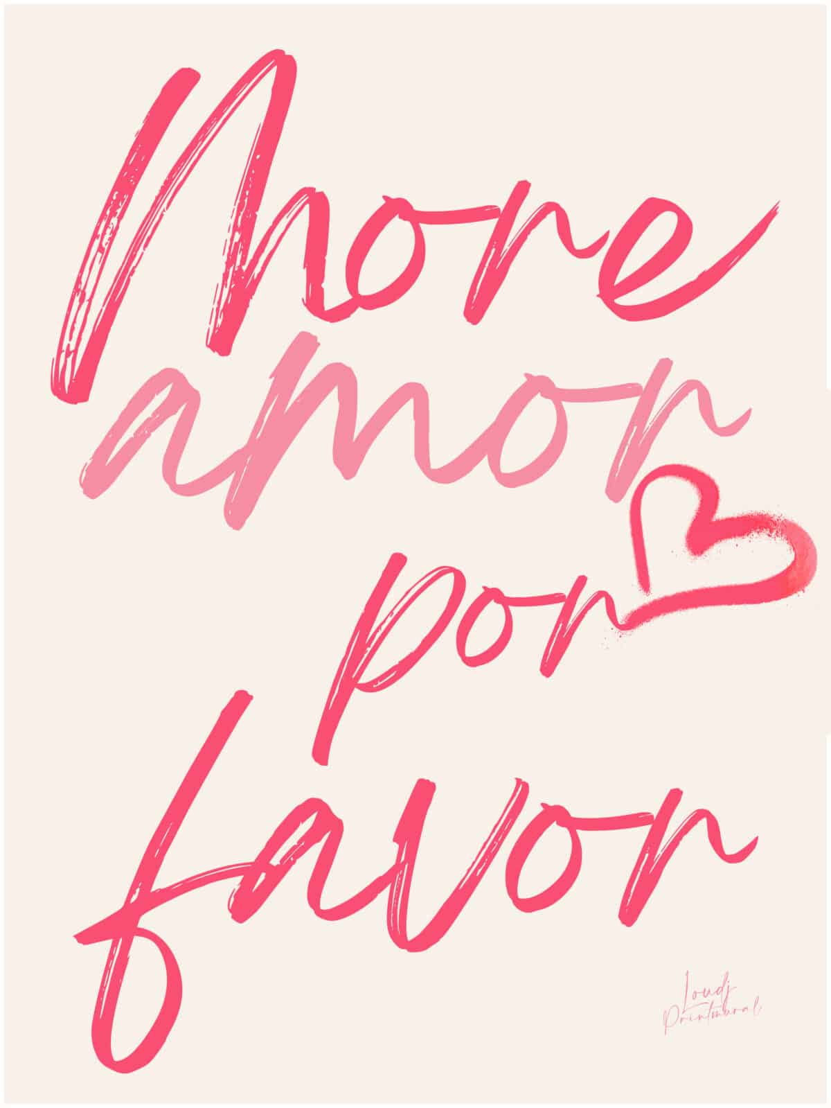 Affiche More Amor Por Favor Beige Rose Amour Glamour Love