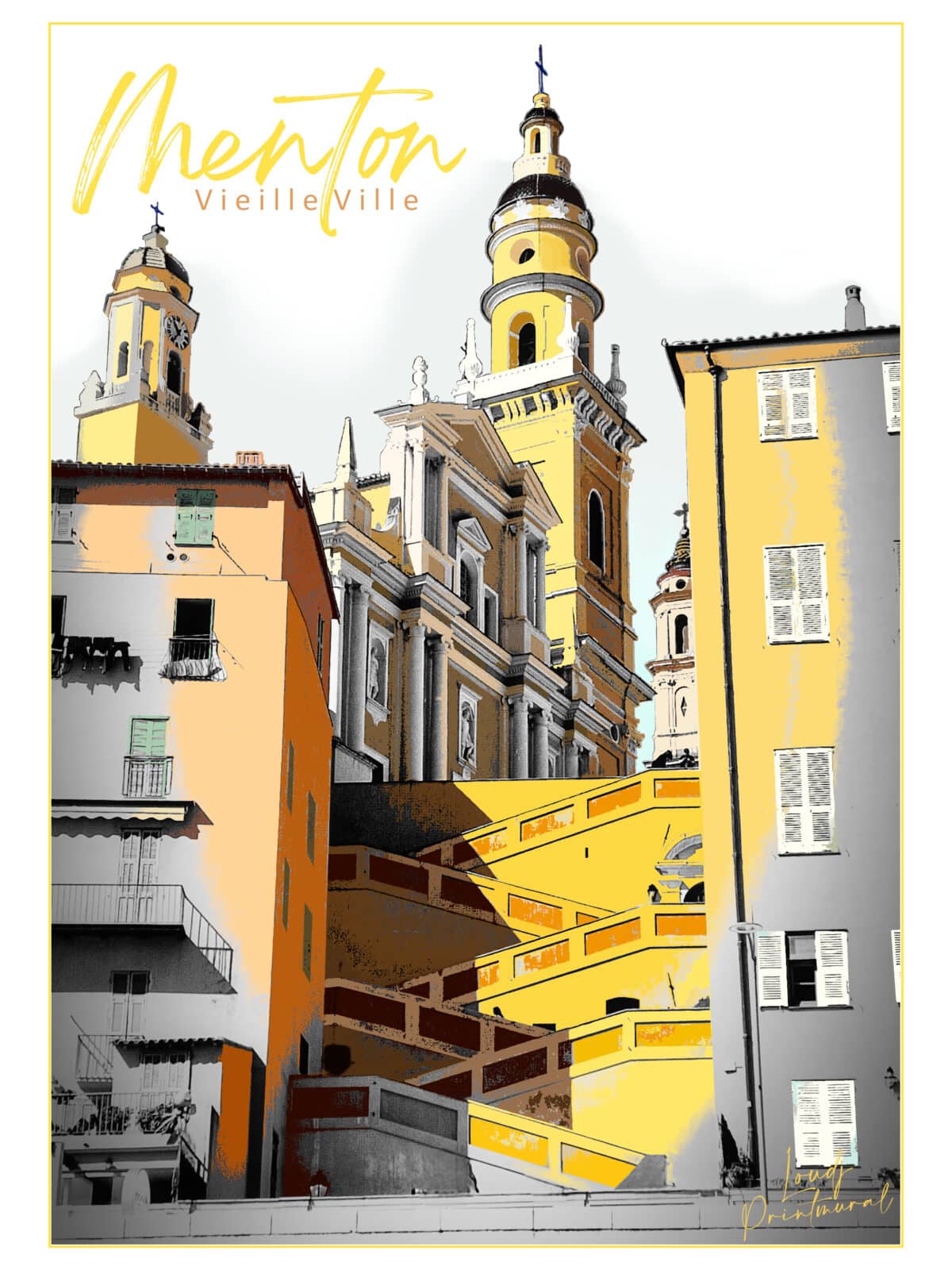 Affiche Menton Vieille Ville Basilique Saint Michel Archange