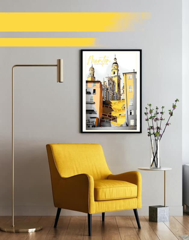 Affiche Menton Vieille Ville Basilique Saint Michel Archange