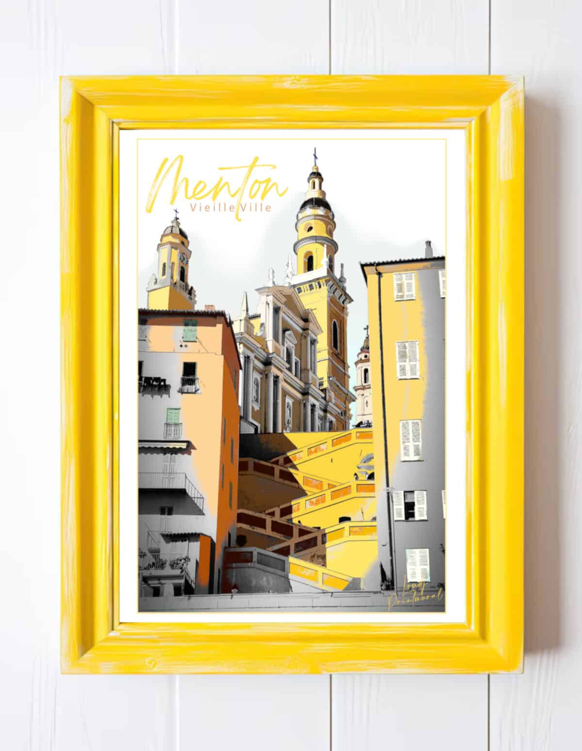 Affiche Menton Vieille Ville Basilique Saint Michel Archange