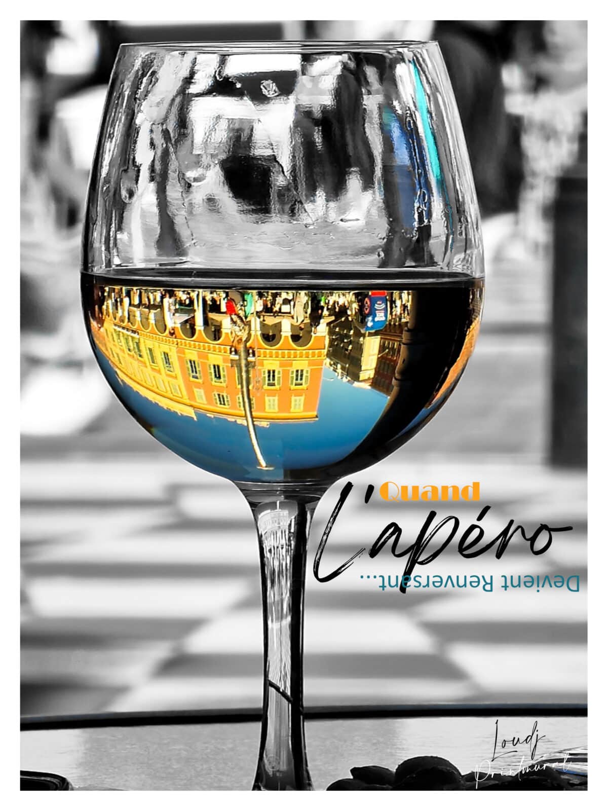 Affiche Apéro Renversant Place Massena Nice Verre de vin