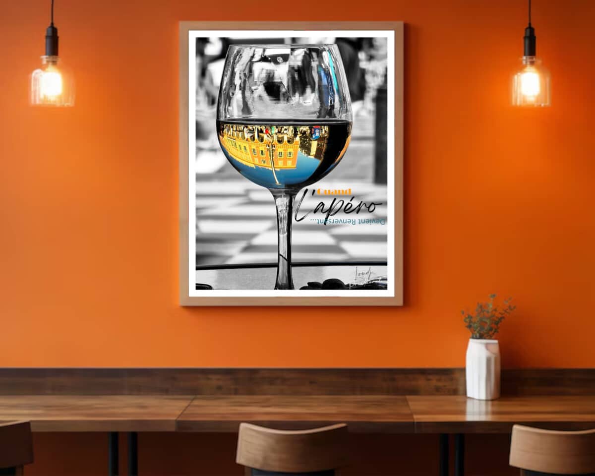 Affiche Apéro Renversant Place Massena Nice Verre de Vin