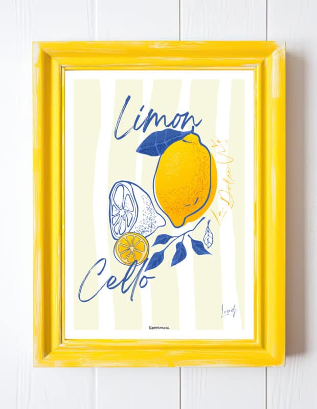 Affiche Limoncello - Dolce Vita - Citron - Citrons - Italia - Italie - Italy - Jaune