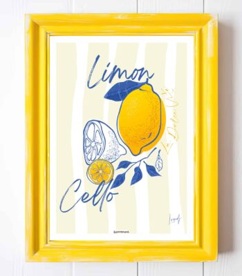 Affiche Limoncello - Dolce Vita - Citron - Citrons - Italia - Italie - Italy - Jaune