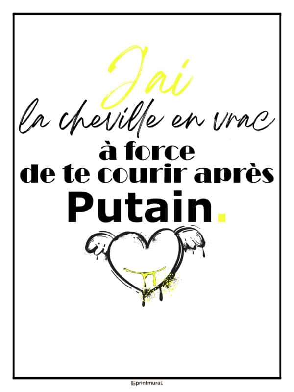 J'ai la cheville en vrac à force de te courir après putain