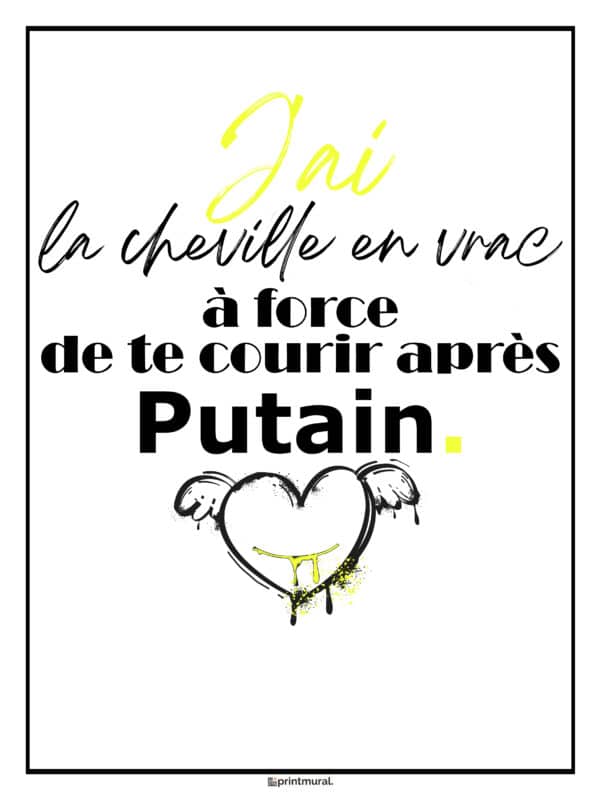 J'ai la cheville en vrac à force de te courir après putain